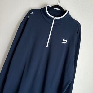 NWT DRUIDS 3XL Navy Essential Midlayer Long Sleeve Quarter Zip White Zipper Trim